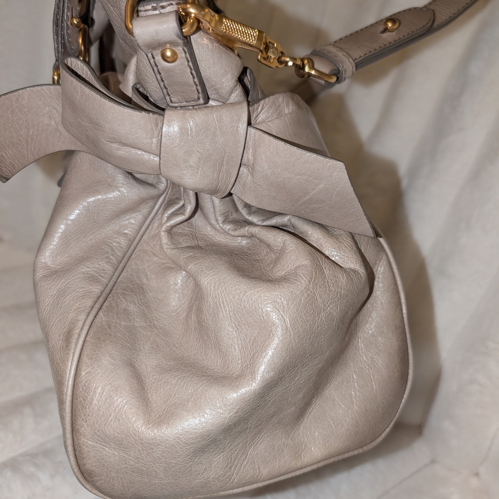 Authentic Miu Miu Taupe Leather Shoulder Bag - Picture 3 of 13